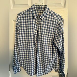Lacoste Men's Blue and White Plaid Shirt